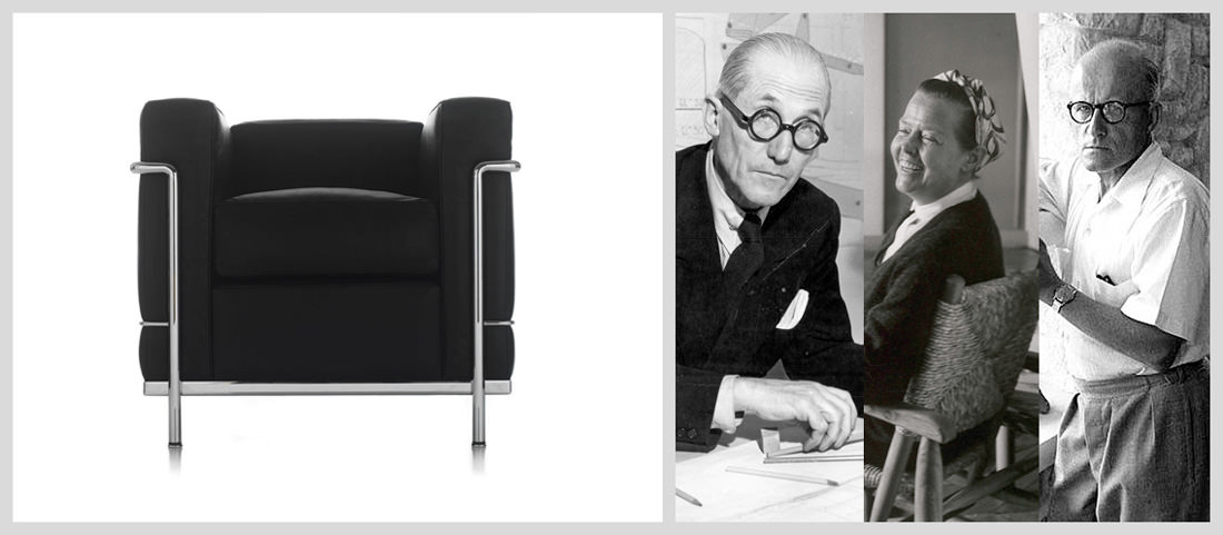 Black square chair with square armrests and silver metal legs and bars.